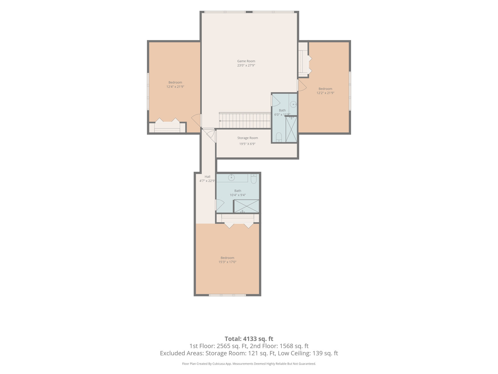 Floor plan with dimensions — upper level