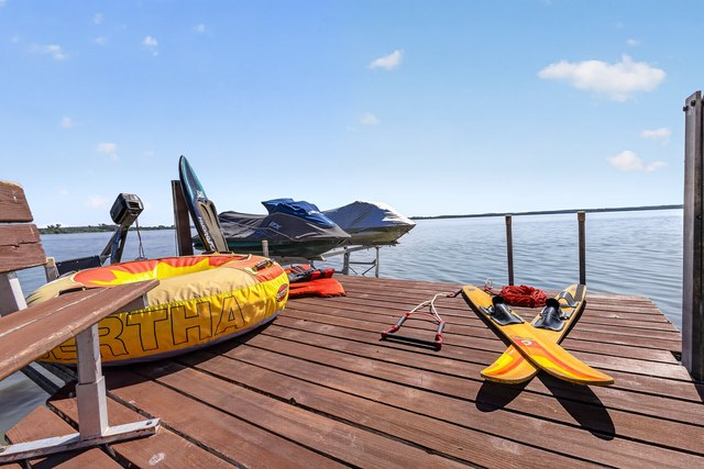 Pier with water toys