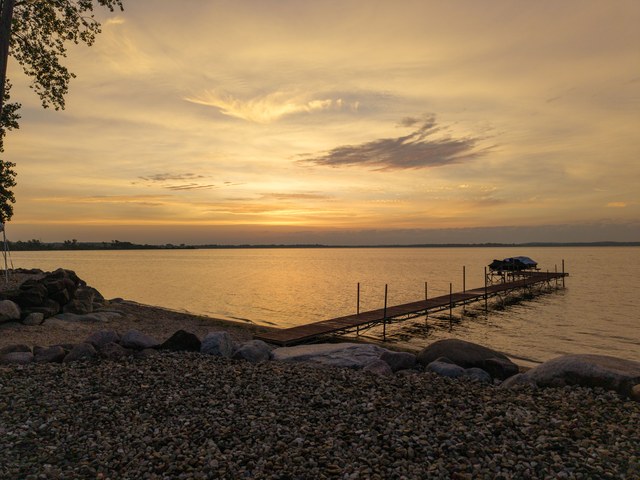 Sunrise over Lake Koshkonong from the shoreline